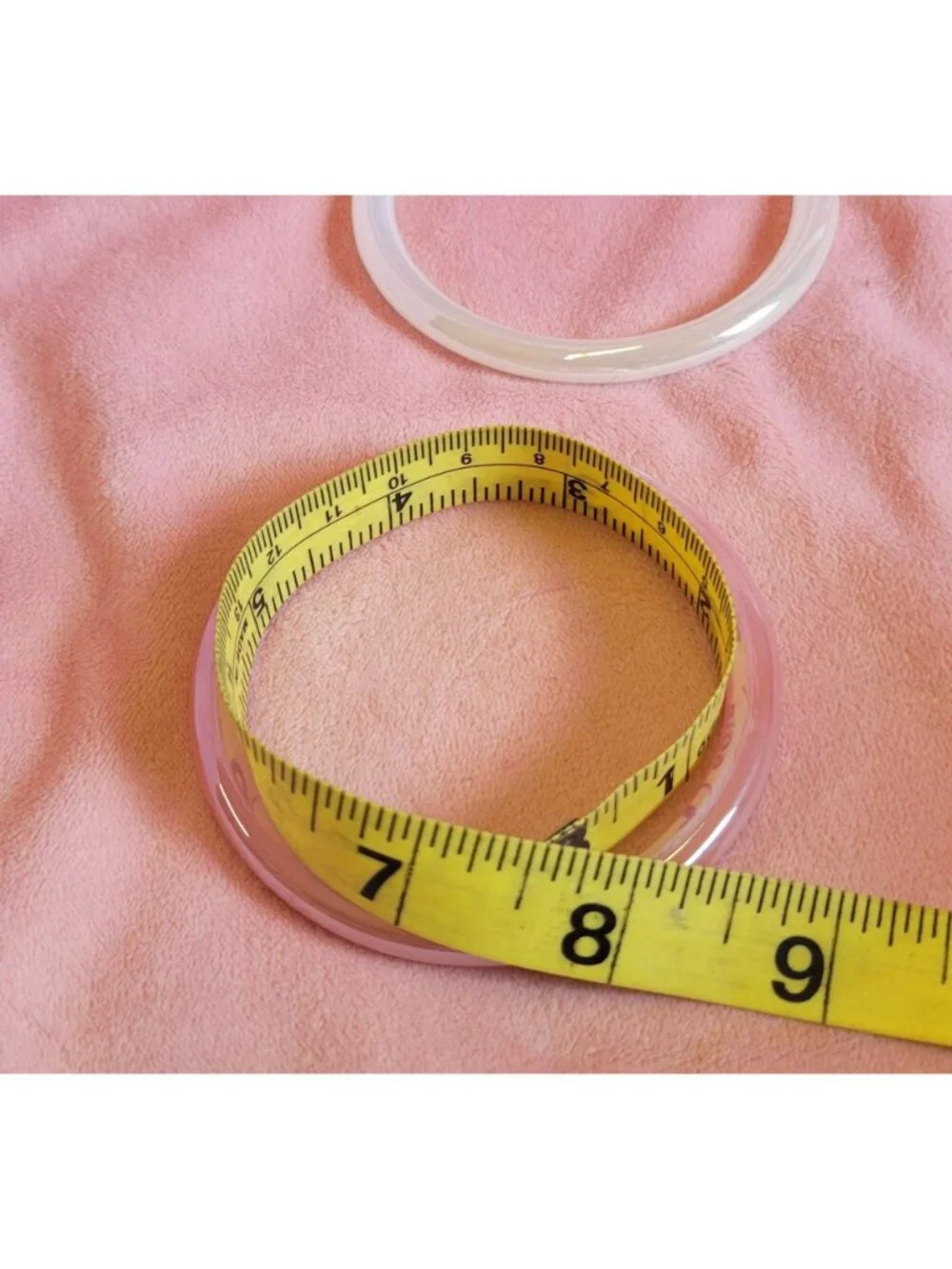 Vintage glass? Pink and white bangle bracelets B1A